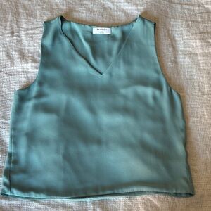 Aritzia Satin V-Neck Sleeveless Blouse - Teal